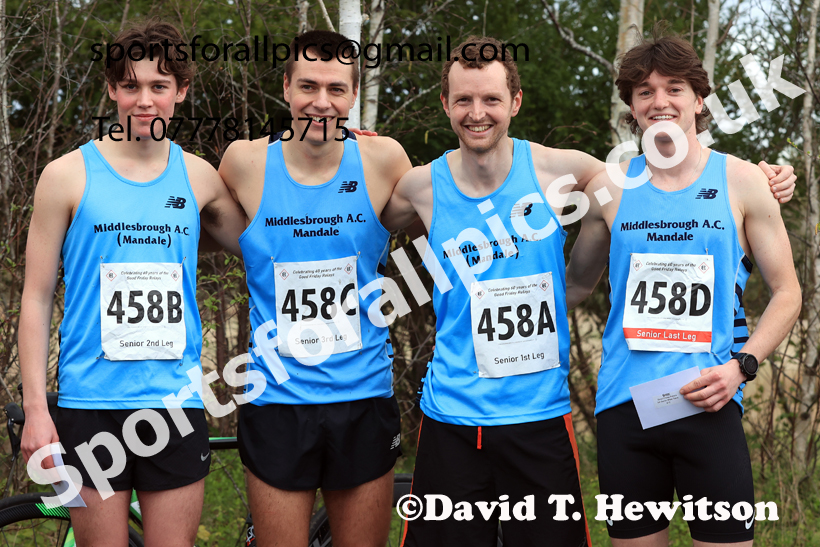 Senior Mens relay, 2026 Elswick Harriers Good Friday Road Relays and Young Athletes, Newburn,  Newcastle upon Tyne. Photo: David T. Hewitson/Sports for All Pics
